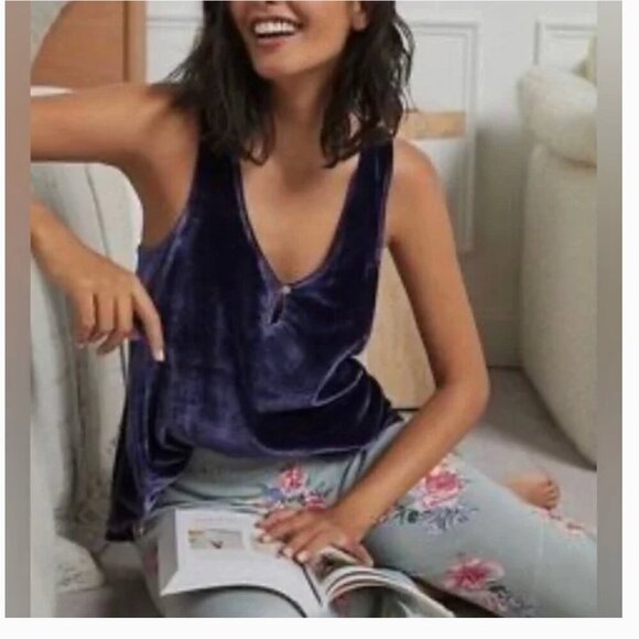 Anthropologie Suri Velvet Trapeze Tank Top - Size Medium - Picture 3 of 8